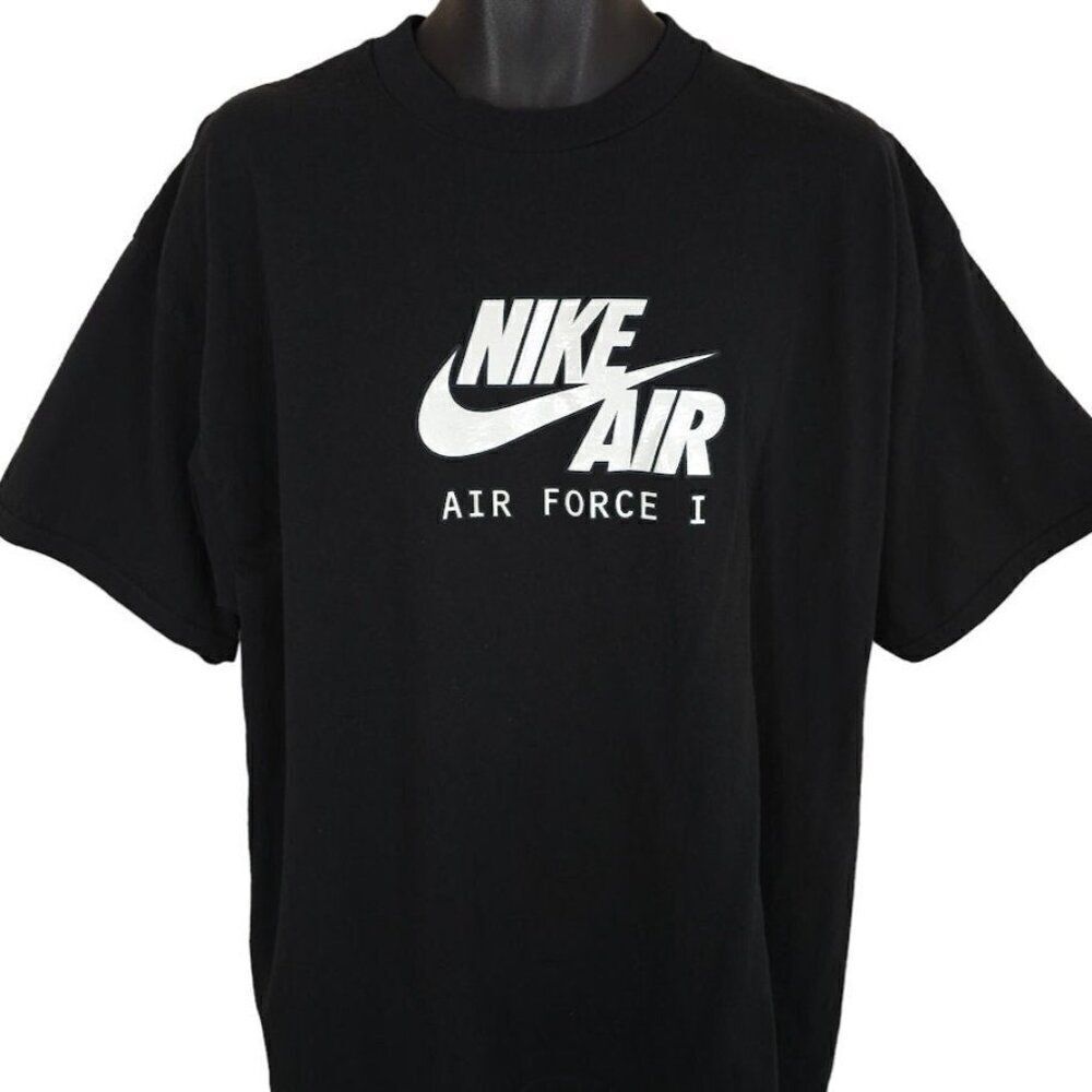Vintage Nike Air Force 1 T Shirt Mens Size 2XL Black Y2K Streetwear